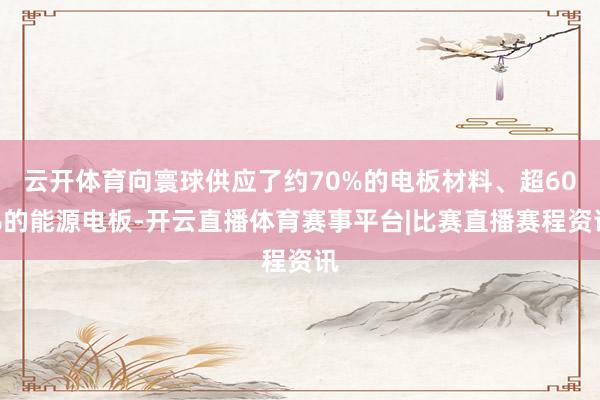 云开体育向寰球供应了约70%的电板材料、超60%的能源电板-开云直播体育赛事平台|比赛直播赛程资讯