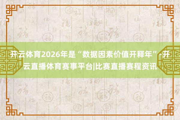 开云体育2026年是“数据因素价值开释年”-开云直播体育赛事平台|比赛直播赛程资讯